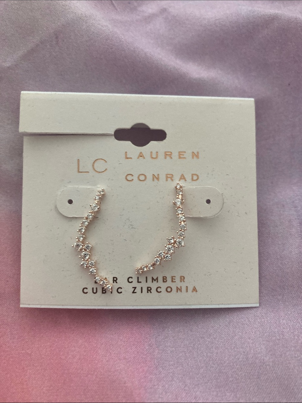 LC Lauren Conrad Rose Gold Crystal Ear Climbers